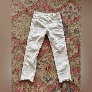 FRAME Le High Straight White Fray Jeans Size 28